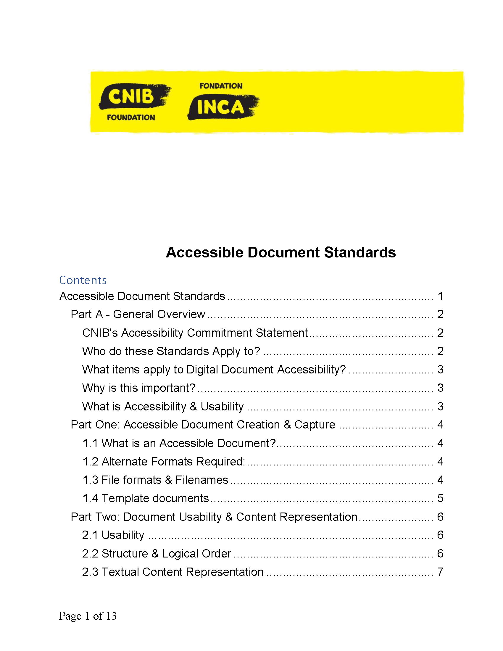 CNIB Accessible Document Standards
